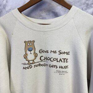 Vintage Shoebox Greetings Sweatshirt Adult M/L White Crew Neck Chocolate